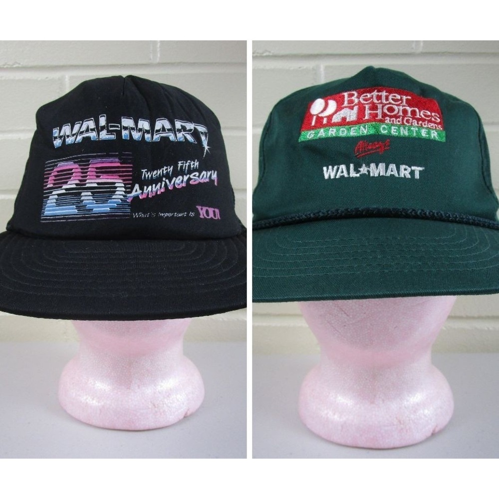 Vintage 80s Walmart Snapback Hat Cap 25th Anniversary Garden Center Lot of 2